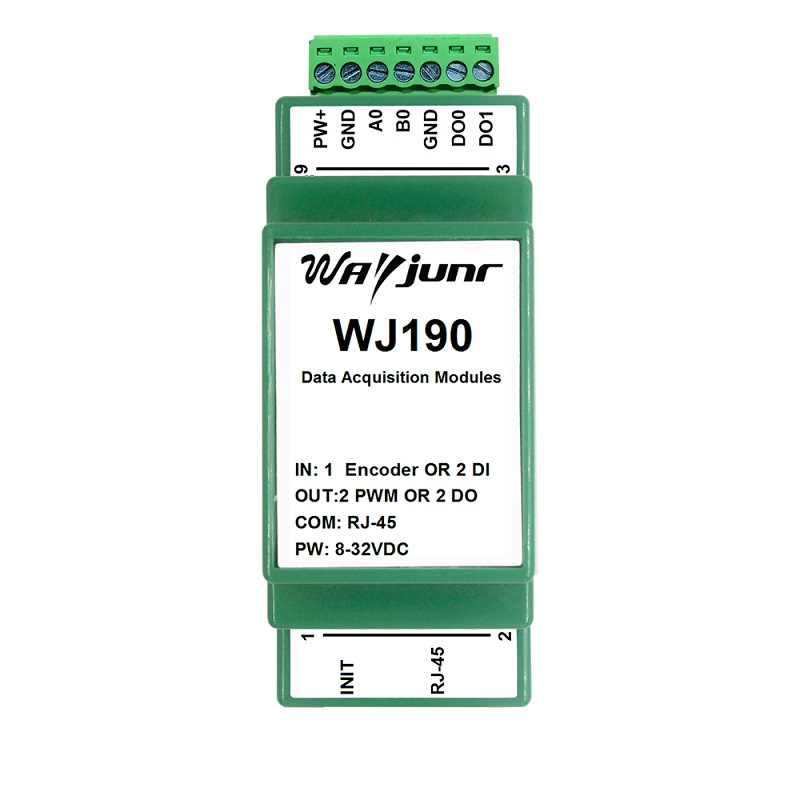 1路光柵尺磁柵尺編碼器或2路高速DI脈沖信號轉Modbus TCP網(wǎng)絡模塊 WJ190