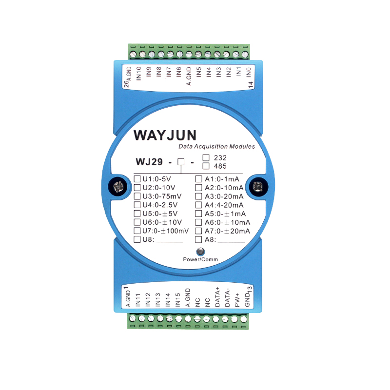 WJ29系列 16路模擬信號轉(zhuǎn)RS-485/232，數(shù)據(jù)采集A/D轉(zhuǎn)換模塊