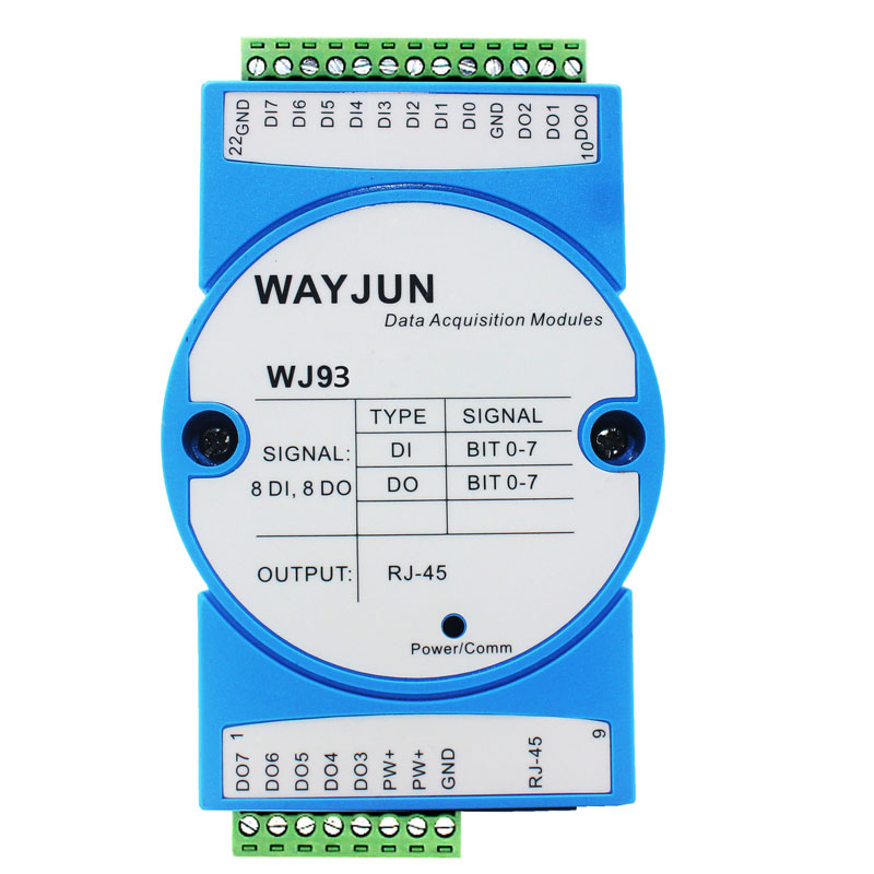 8路DI高速計數(shù)器，8路DO支持PWM輸出，Modbus TCP模塊 WJ93