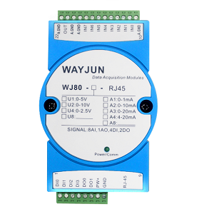 WJ80系列 八路4-20mA轉(zhuǎn)Modbus TCP網(wǎng)絡數(shù)據(jù)采集模塊