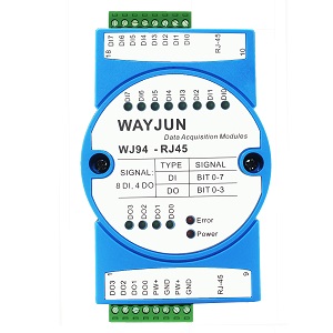 開關量8 入4 出，高速以太網(wǎng)通訊Socket 自由協(xié)議遠程IO 模塊 WJ94